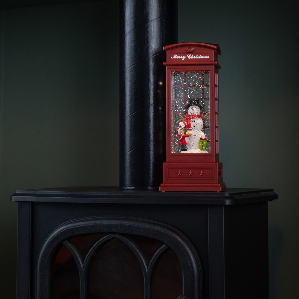 Samuel Alexander Snowman Scene Phone Box Water Spinner Christmas Decoration 25cm Image 8