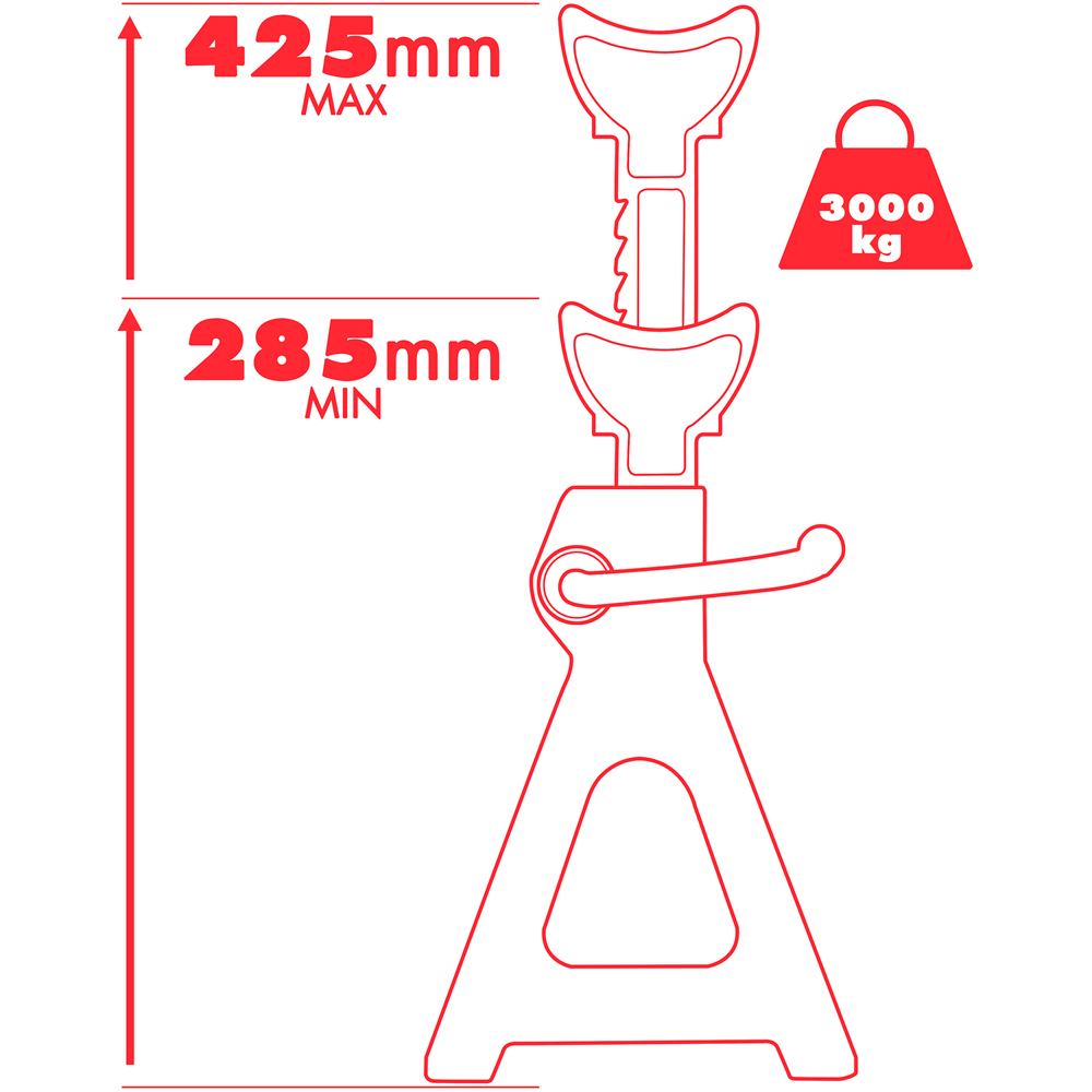 tectake Set of 2 Red Adjustable Axle Stand Image 5