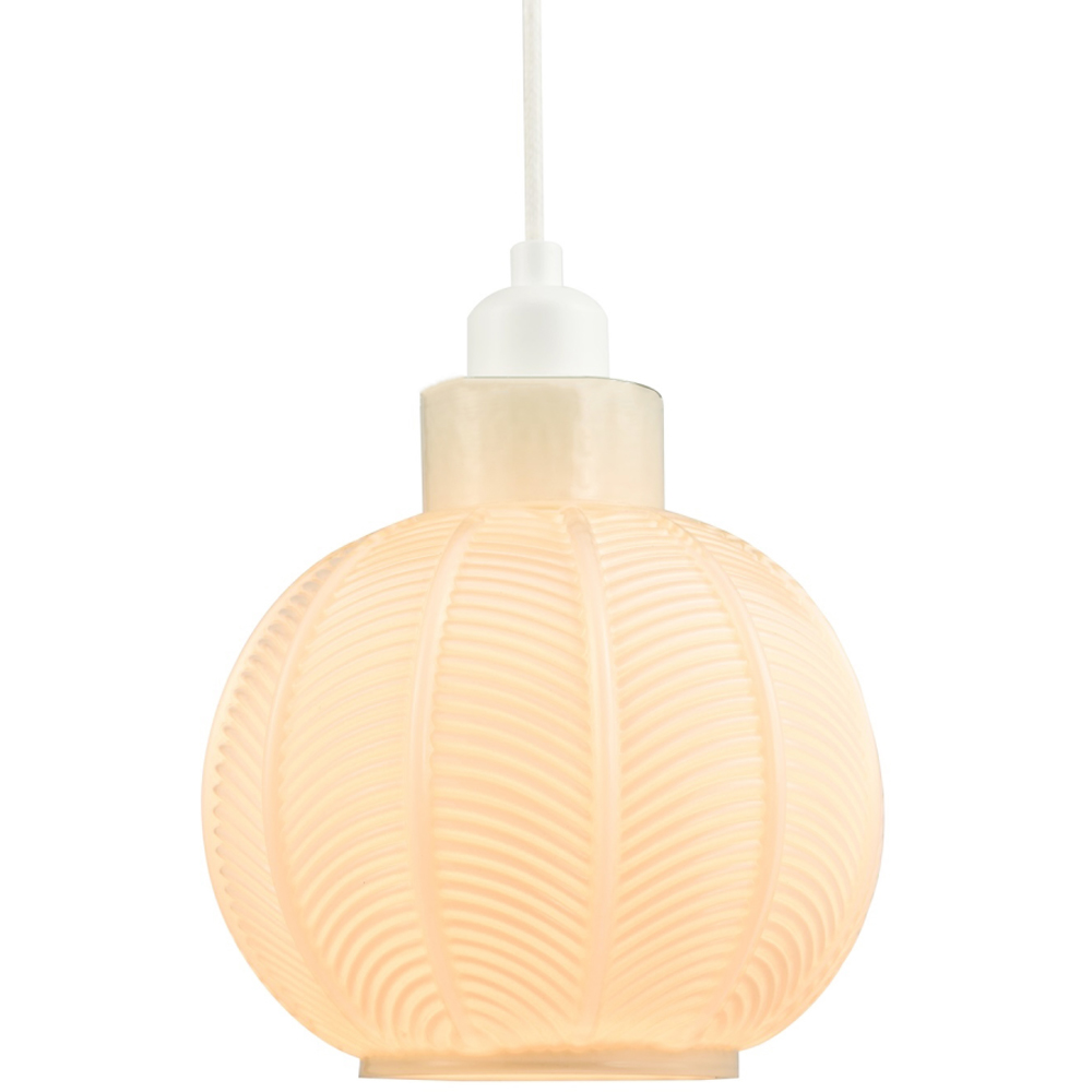 Happy Homewares Glossy Opal White Ribbed Leaf Glass Pendant Lighting Shade Image 6