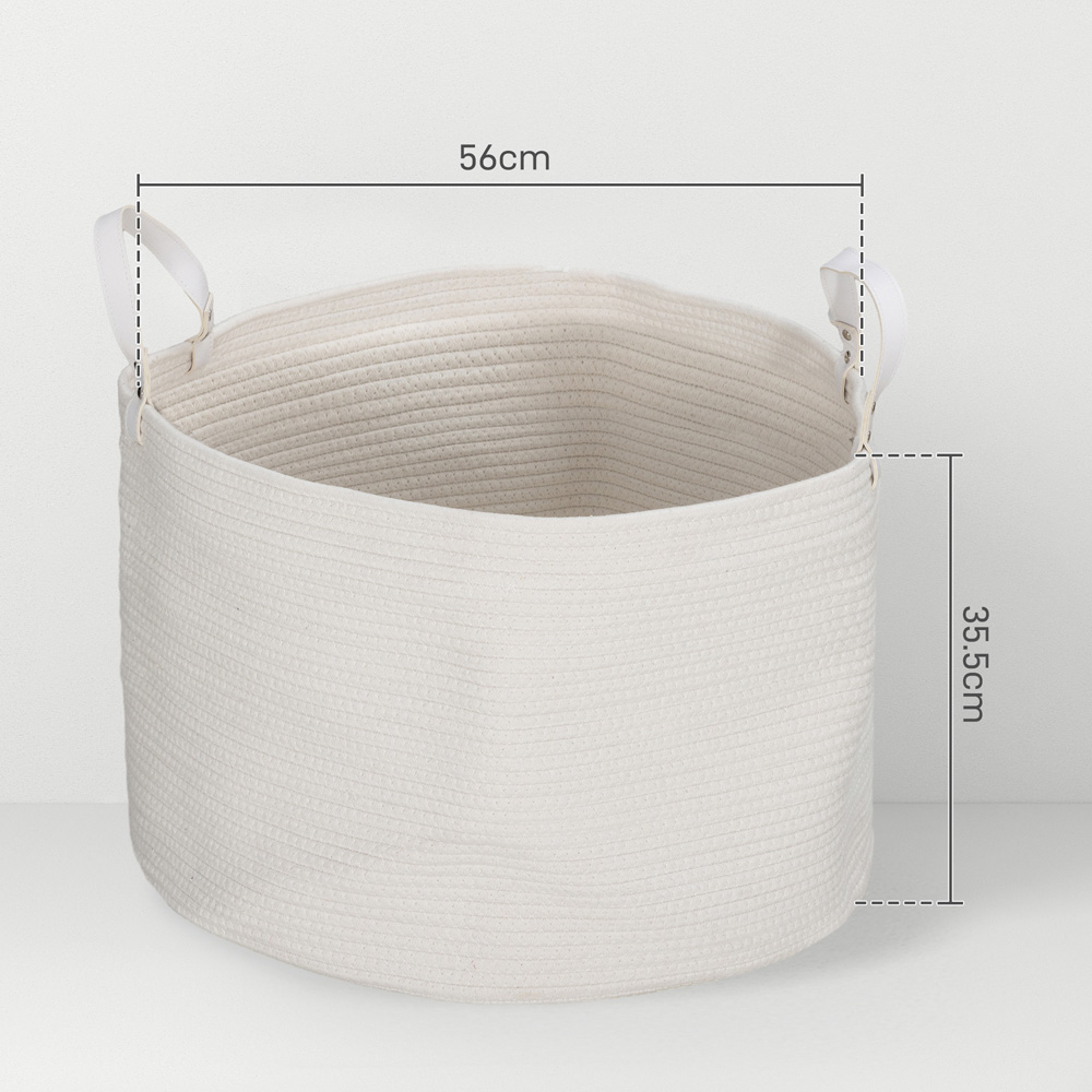 HOMCOM Cream Cotton Rope Laundry Basket 88L Image 7