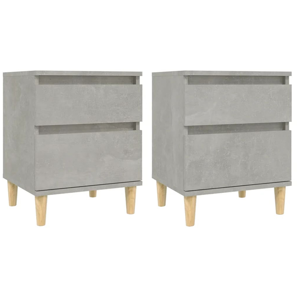 vidaXL Single Door Single Drawer Concrete Grey Bedside Cabinet Set of 2 Image 6