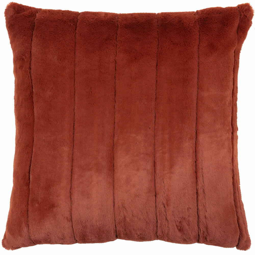 Paoletti Empress Rust Faux Fur Cushion Large Image 1