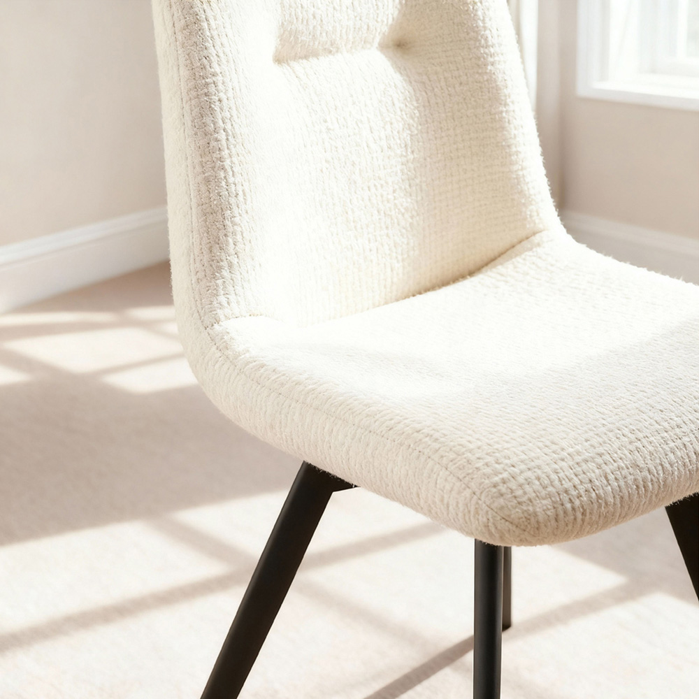 Home Source Ashford Set of 2 Off White Upholstered Dining Chairs Image 3