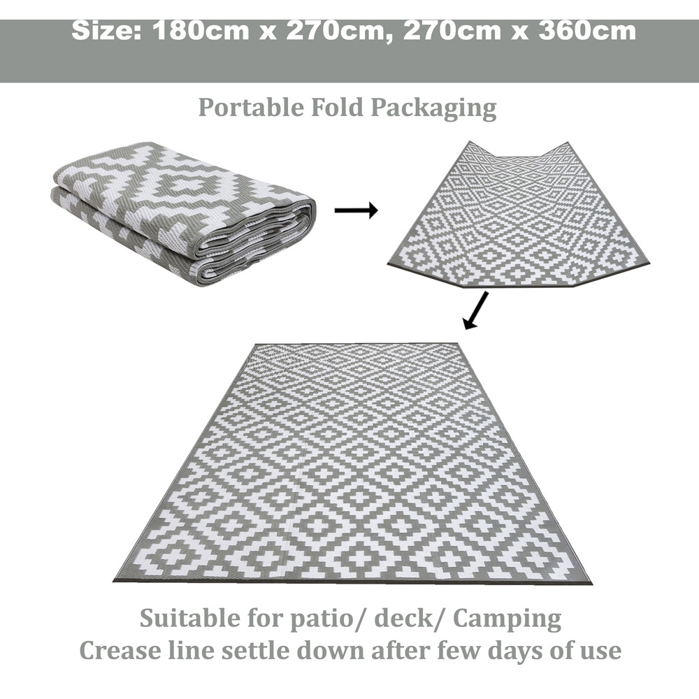 Green Decore Bliss Camping and Picnic Grey and White Rug 270 x 360cm 2 Pack Image 9