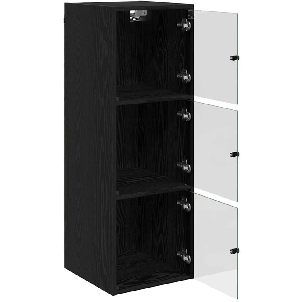 vidaXL 3 Glass Door Black Oak Wall Cabinet Image 5