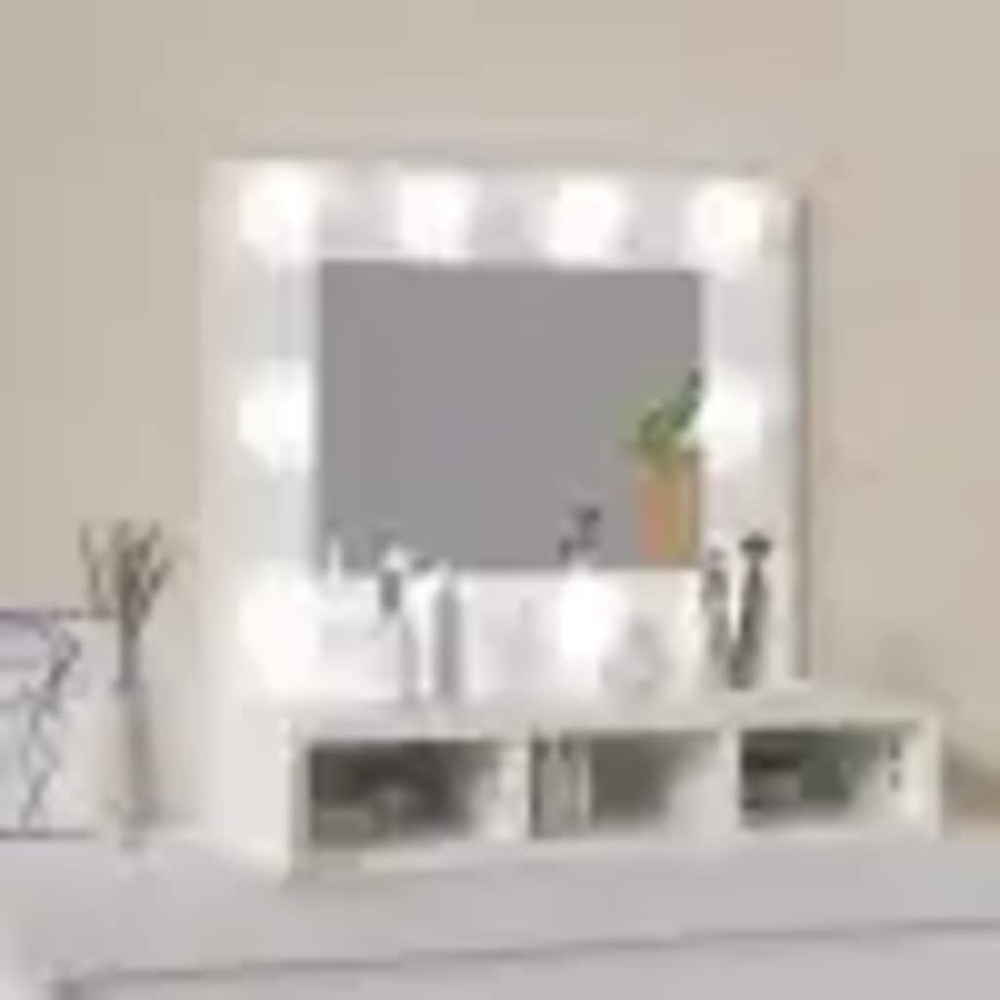 vidaXL 3 Shelf LED White Mirror Cabinet Image 7