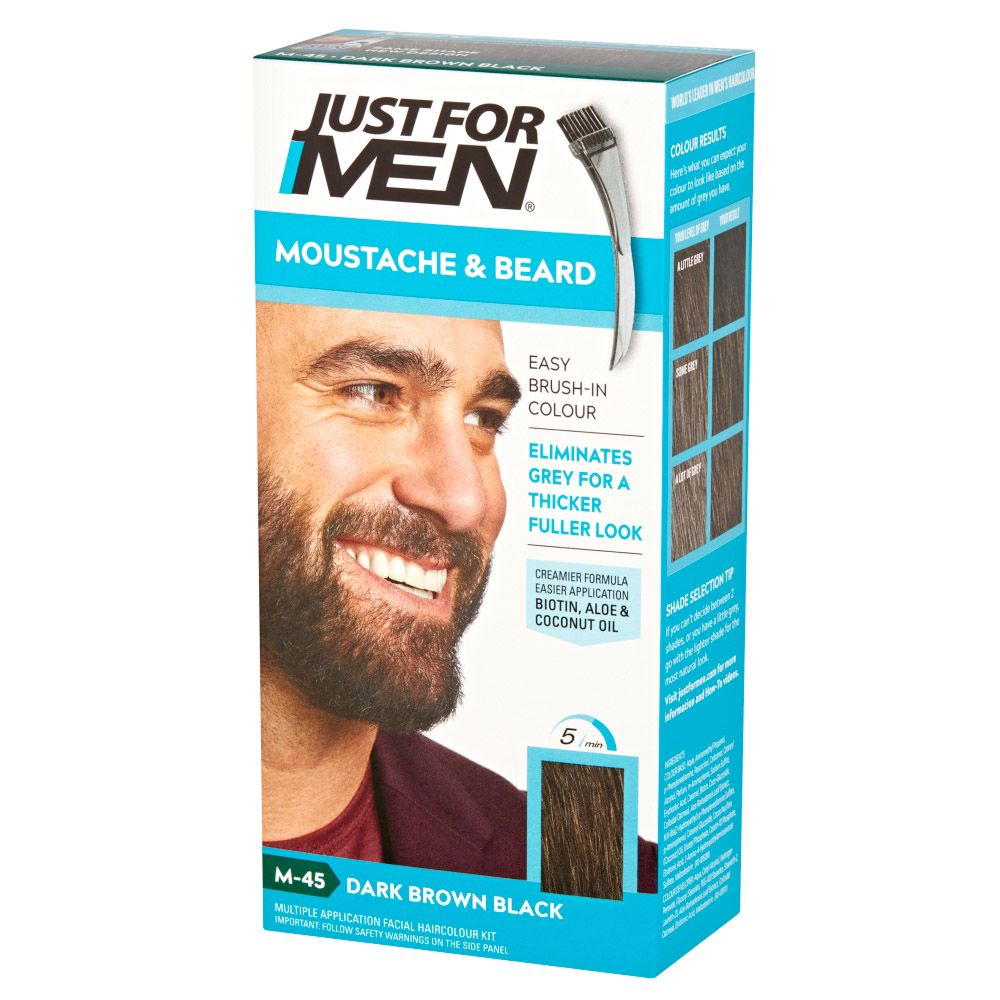 Just For Men Dark Brown/Black Moustache and Beard Brush-In Colour Gel |  Wilko