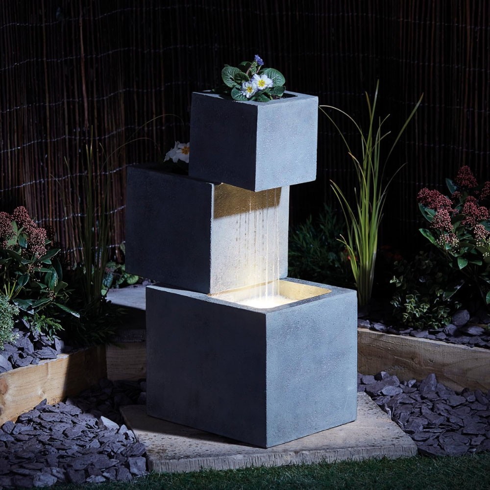 Serenity Cascade 3-Tier LED Water Feature with Planter Image 8