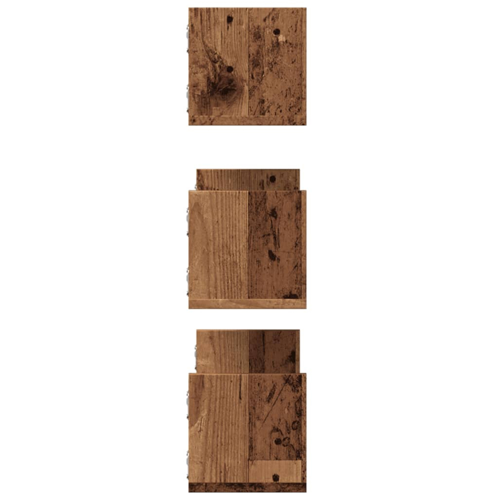 vidaXL 58 x 18 x 18cm Set of 3 Old Wood Wall Shelf Image 4