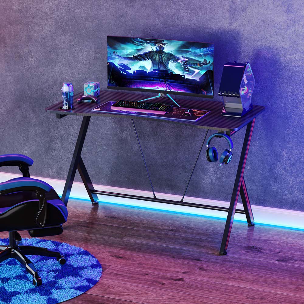 Portland Gaming Computer Desk with Cup HolderBlack Image 4
