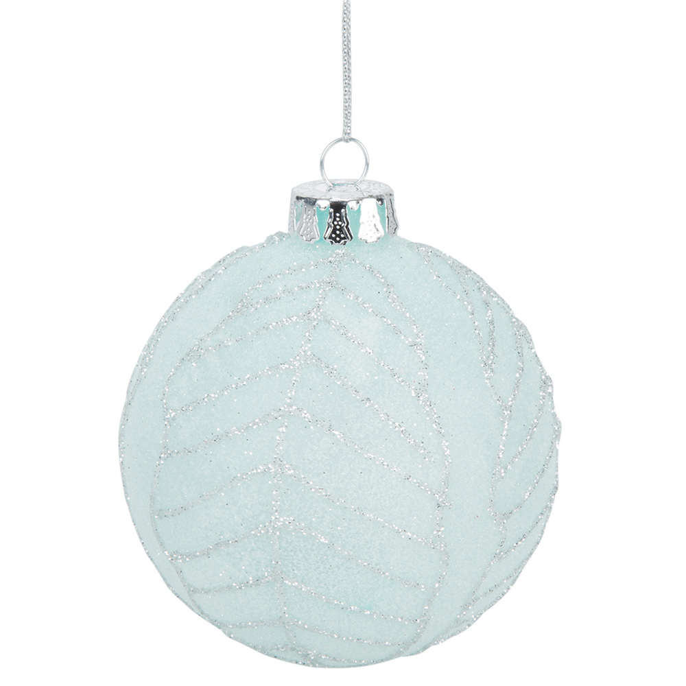 Mistletoe Cottage Blue Frosted Glass Bauble Image