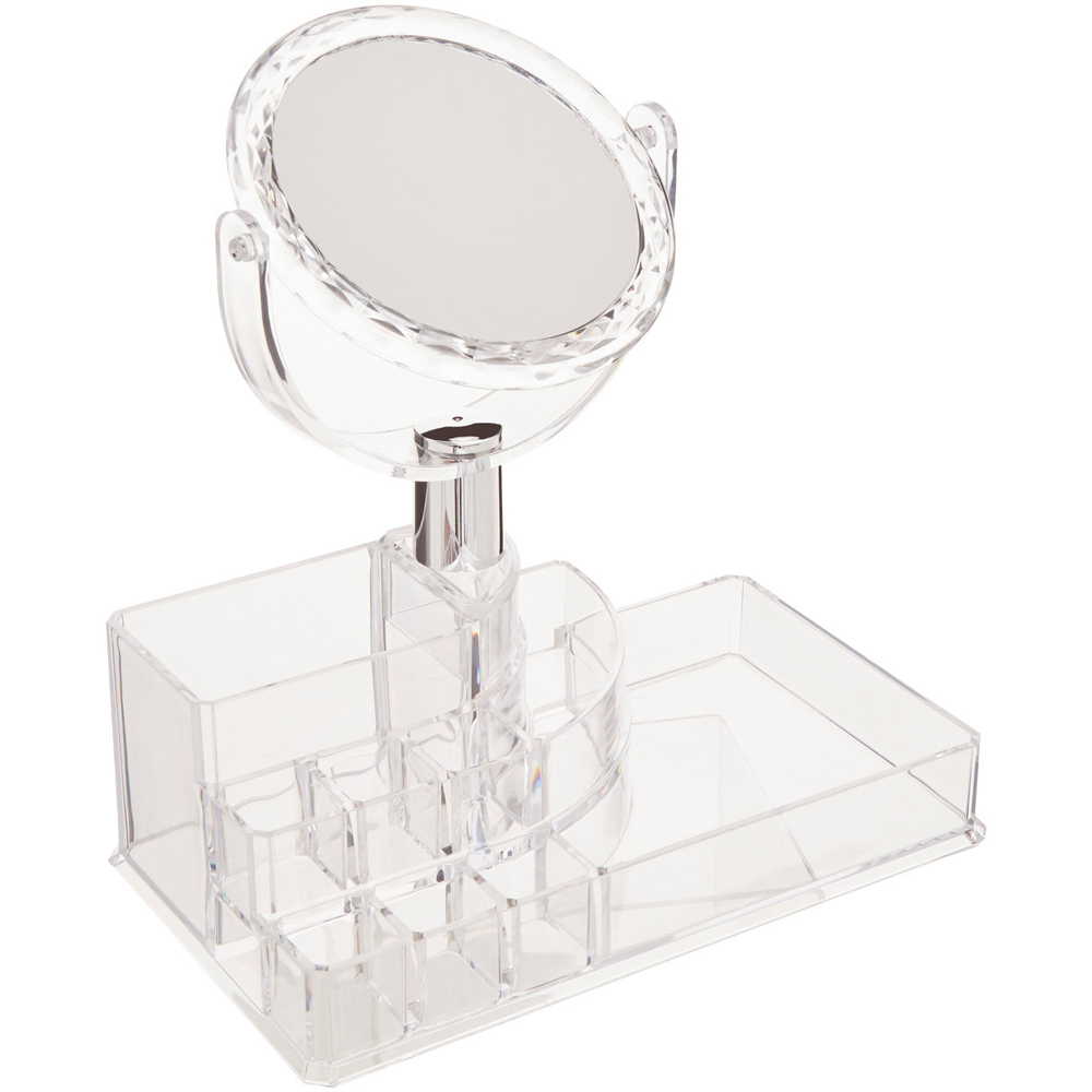 Premier Housewares Clear Cosmetic Organiser with Mirror Image 1