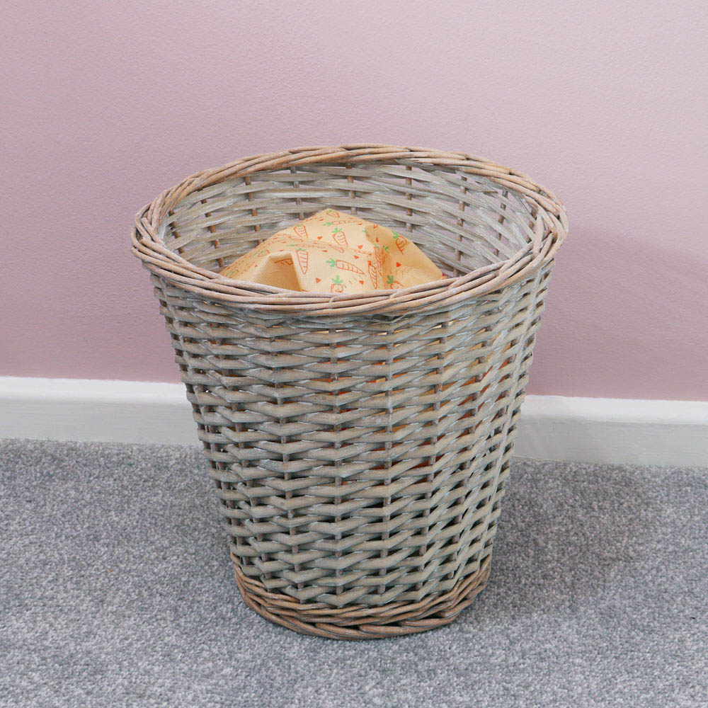 JVL 4 Piece Arianna Grey Round Willow Laundry and Waste Paper Basket Set Image 7