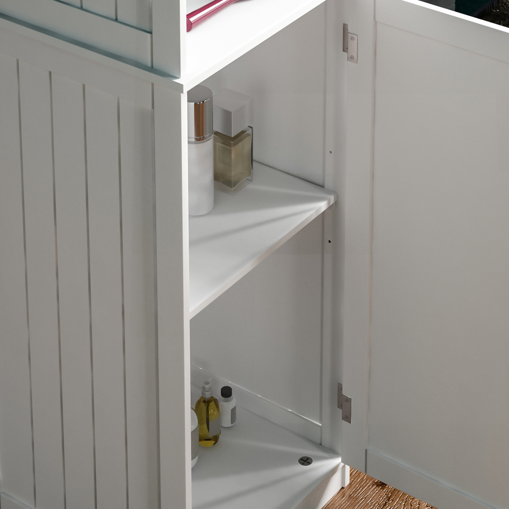 Lassic Bath Vida Priano White Single Door 3 Shelf Tall Floor Cabinet Image 5