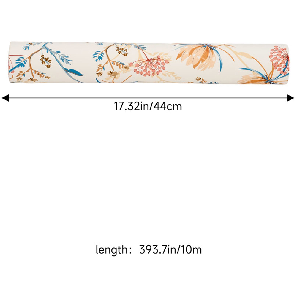 Living and Home Floral Pattern Orange and Beige Peel and Stick Wallpaper Image 8