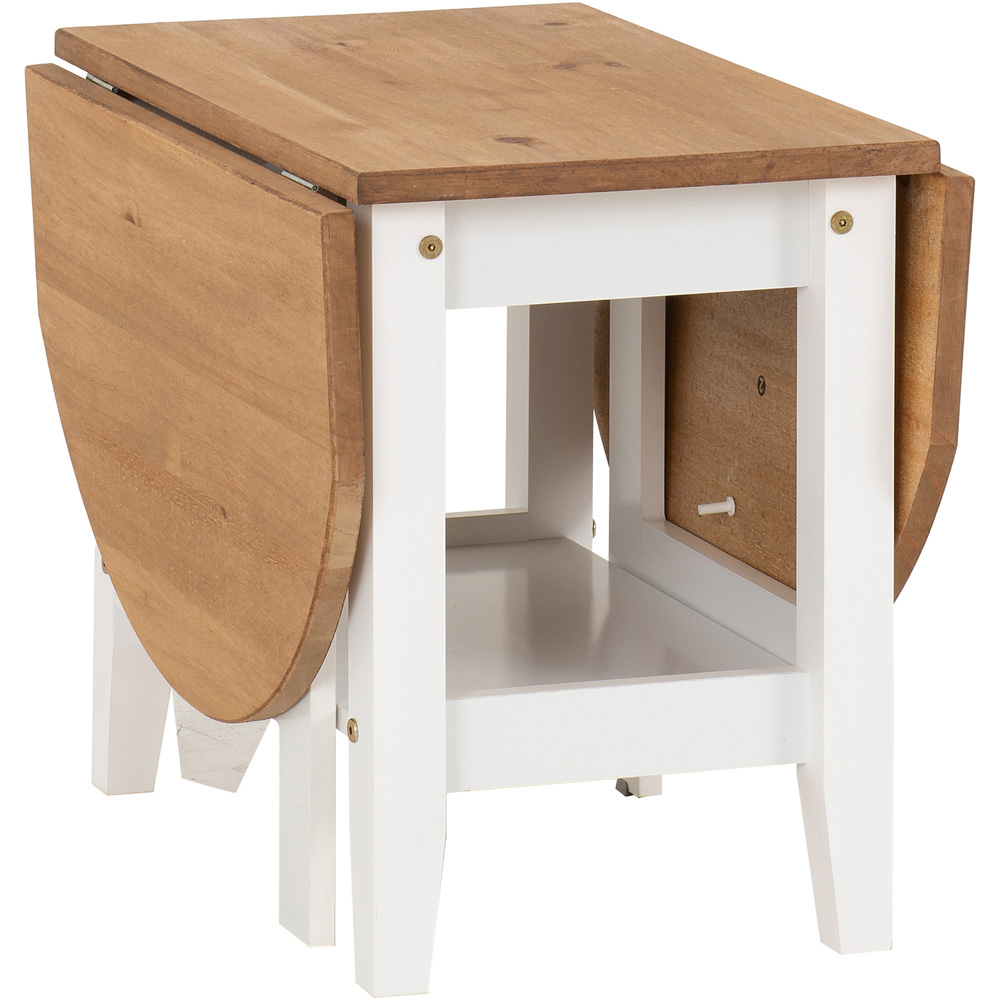 Seconique Santos Single Shelf Drop Leaf White Distressed Waxed Pine Coffee Table Image 3