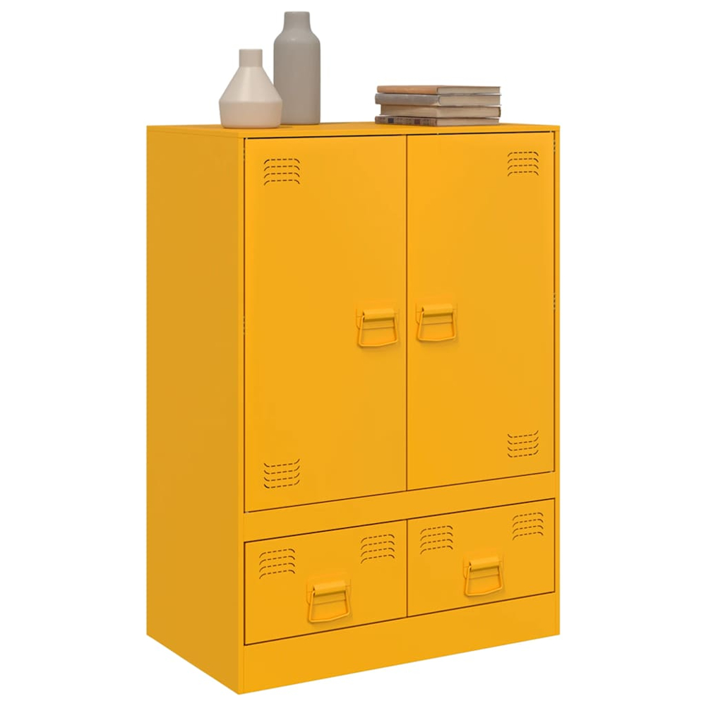 vidaXL 2 Door 2 Drawer Mustard Yellow Cold-Rolled Steel Highboard Image 4
