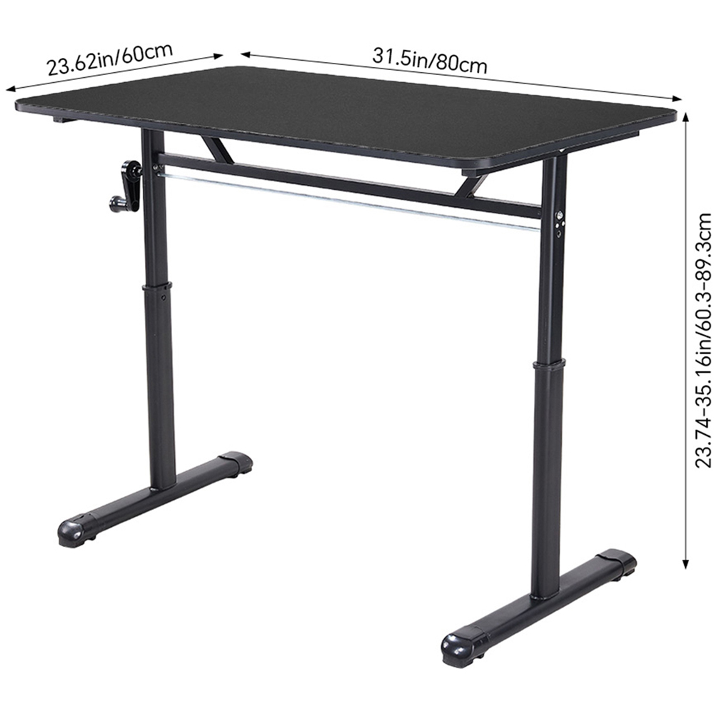 Living and Home Carbon Steel Frame Height Adjustable Laptop Desk with Crank Handle Black Image 9