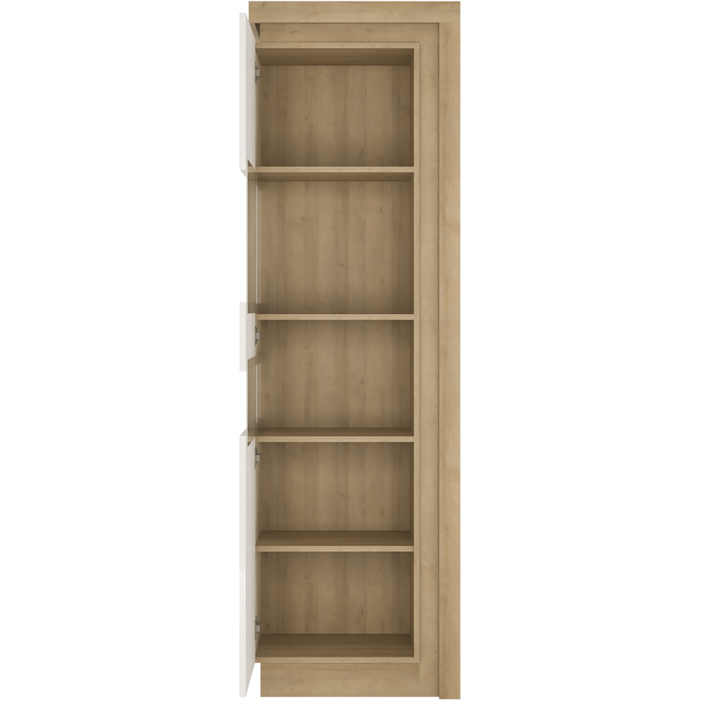 Furniture To Go Lyon Riviera Oak and White High Gloss LHD Tall Narrow Display Cabinet Image 4