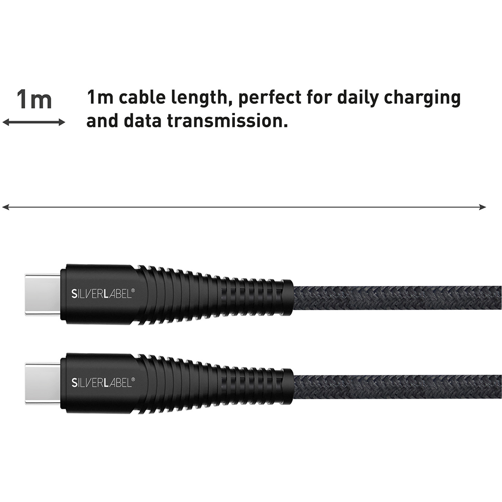 SilverLabel 100W Black Braided Cable 1m Image 3