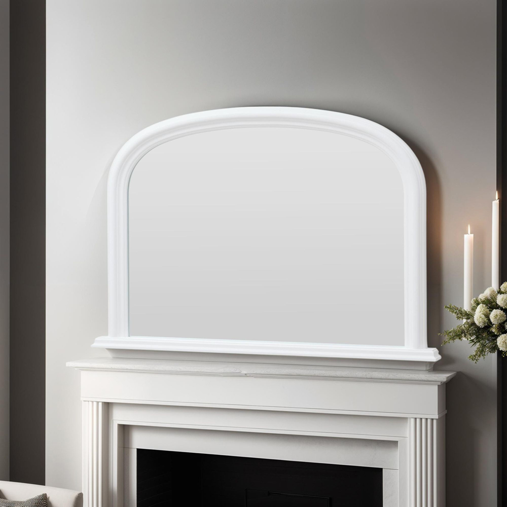 Yearn White Contemporary Arched Overmantle Mirror 77 x 112cm Image 3