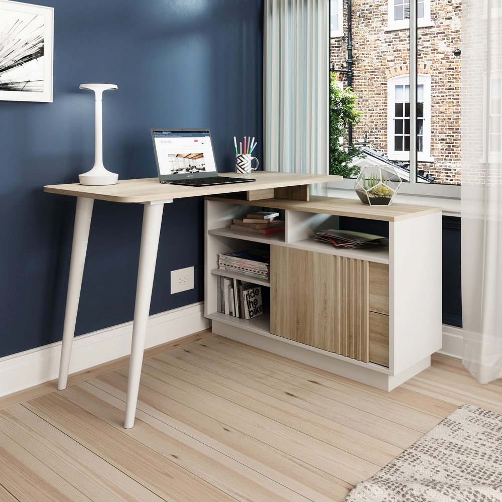 Teknik Office Bridge Sonoma Oak Effect Finish Desk Brown Image 4