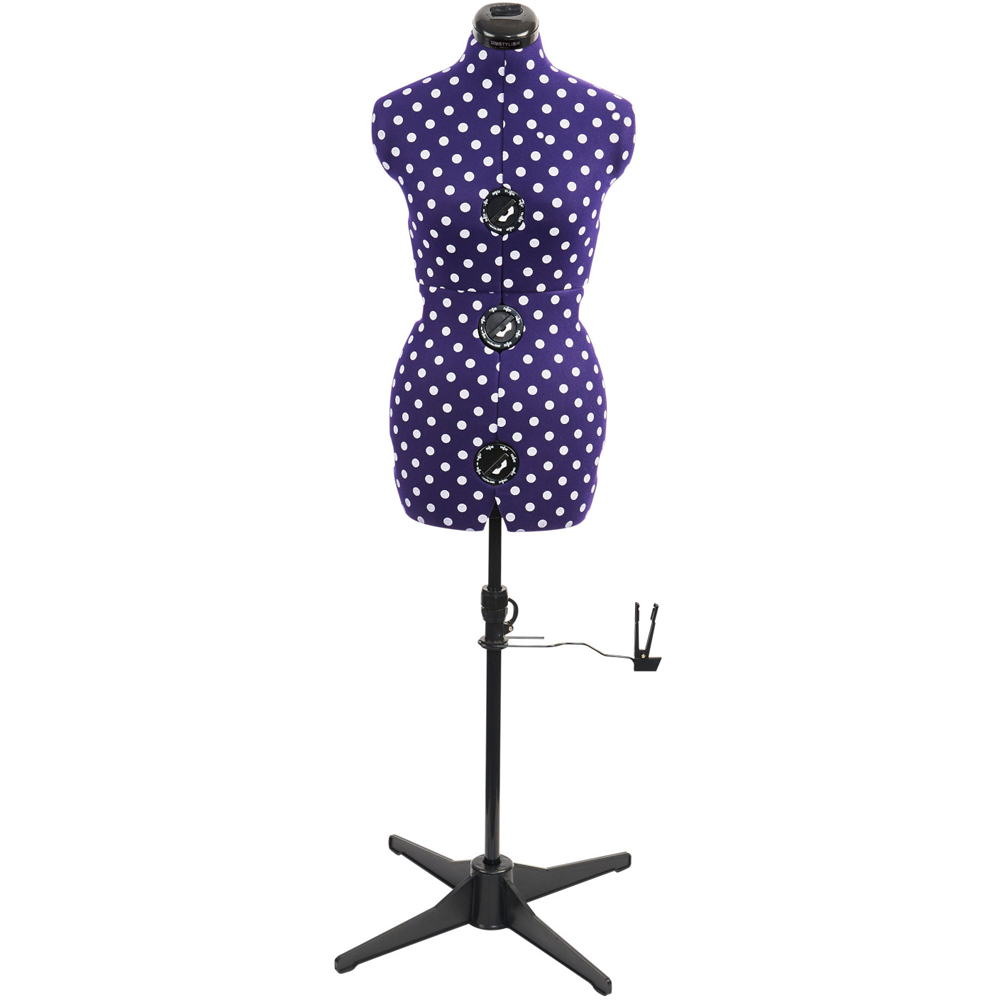 Sewing Online 5906A Purple Polka Adjustable 8-Part Dressmakers Dummy with Hem Marker Small Image 2