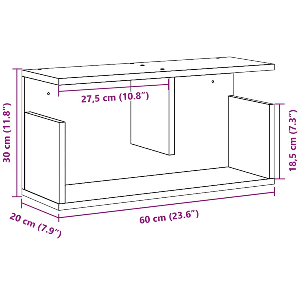 vidaXL White Wooden Wall Cabinet 60 x 20 x 30cm Image 9