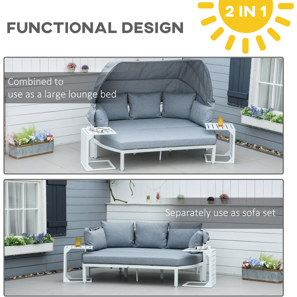 Outsunny 3 Seater Aluminium Outdoor Sofa Lounge Set with Canopy and Long Bench Image 7