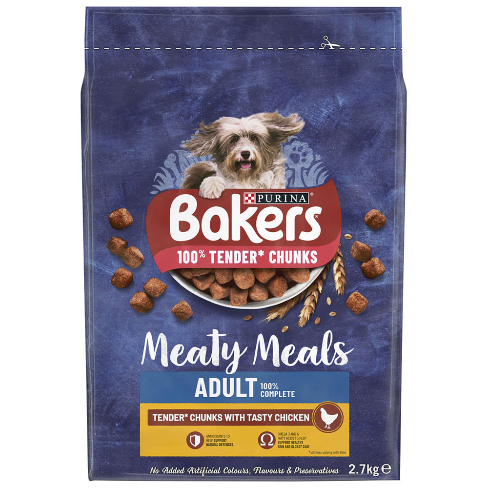Purina Bakers Meaty Meals Chicken Adult Dry Dog Food 2.7kg Image 3