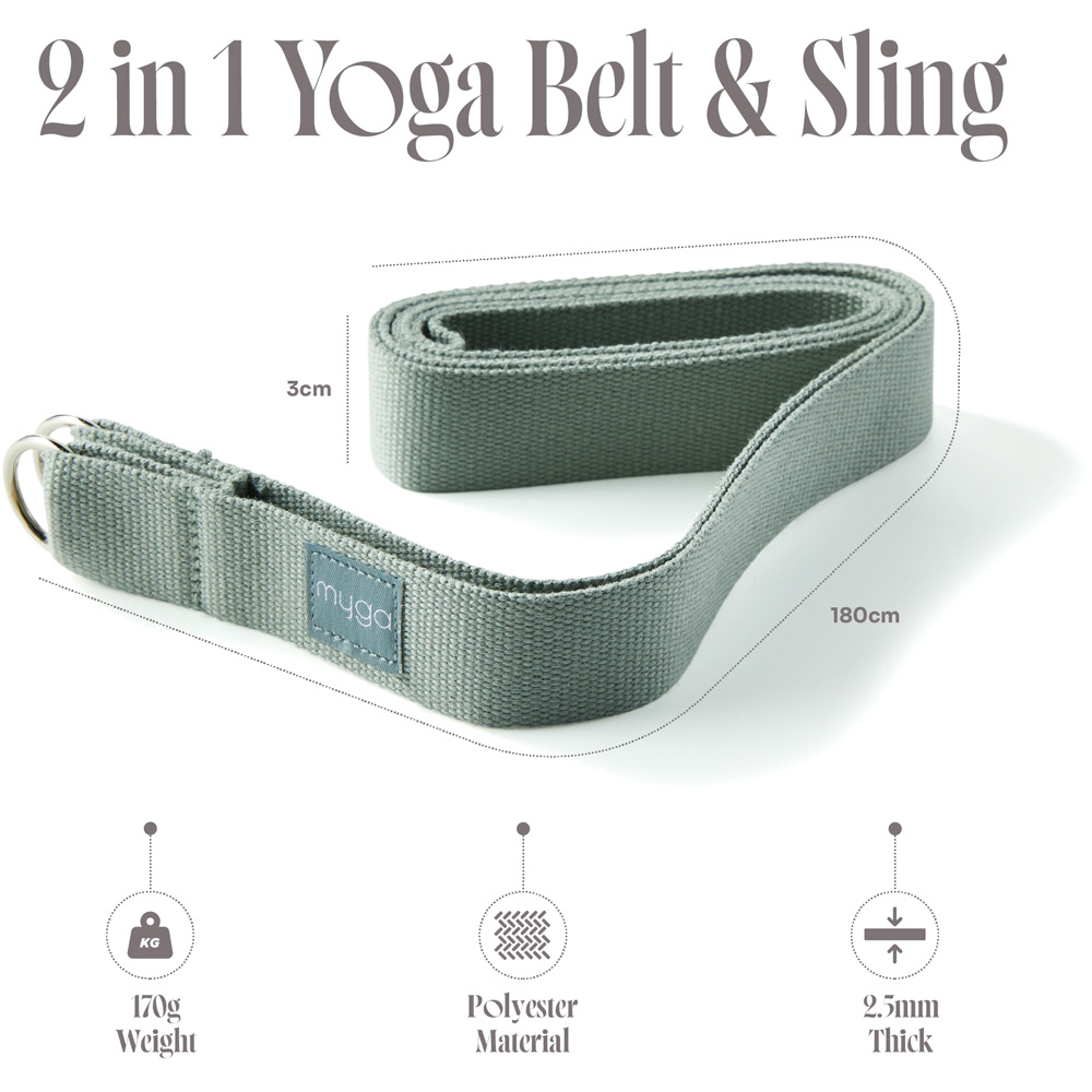 Myga Teal Adjustable Yoga Belt Sling with Metal D Rings Image 5