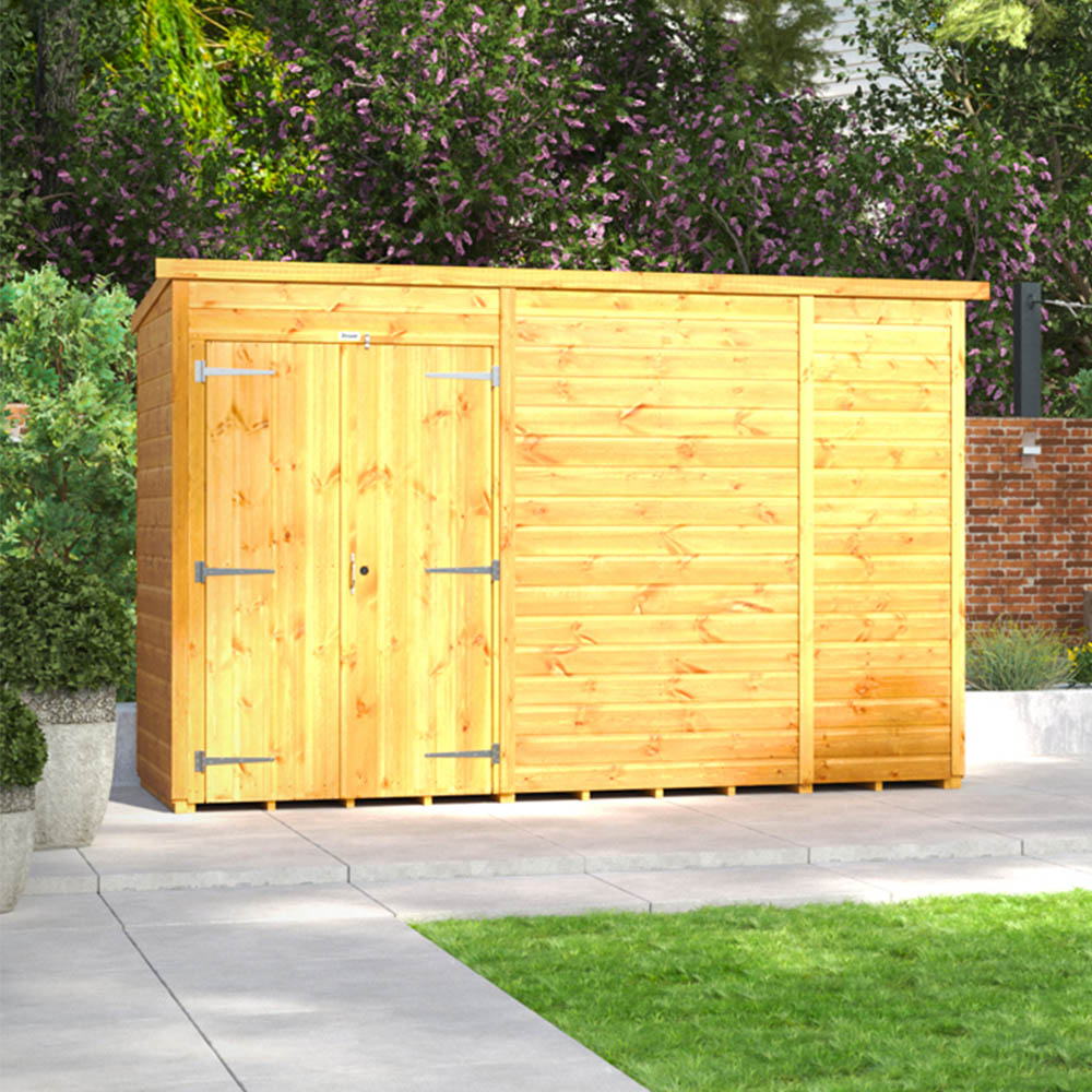 Power Sheds 10 x 4ft Double Door Pent Wooden Shed Image 2