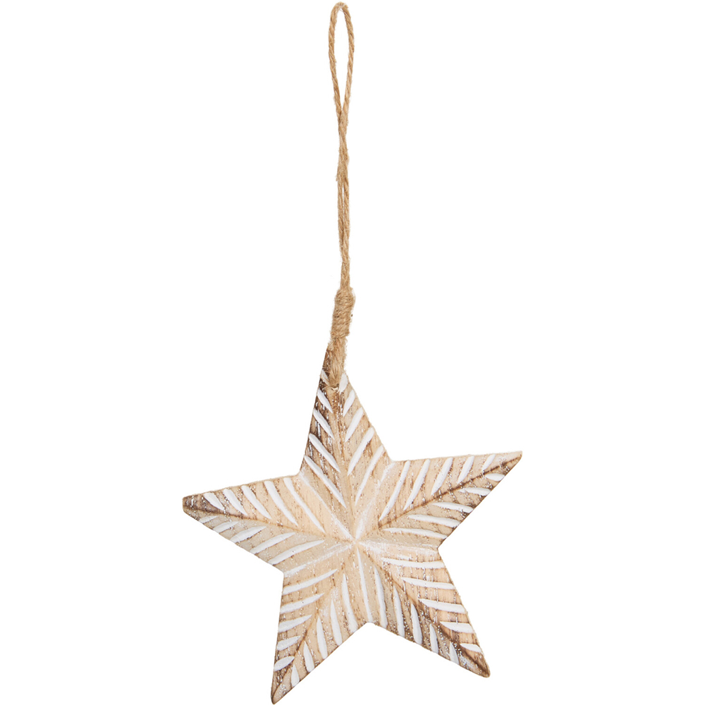 Wooden Scandi Star Decoration Image 5