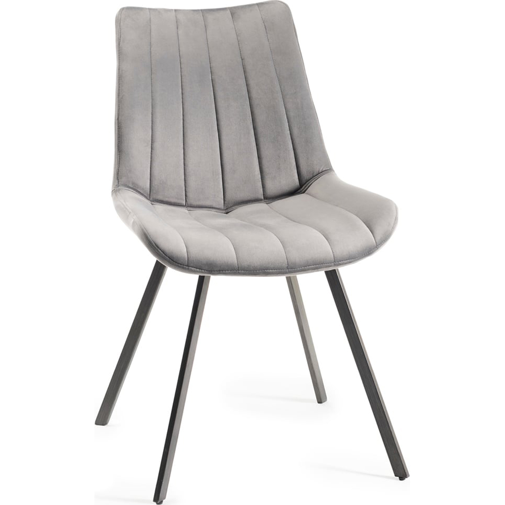 Bentley Designs Fontana Grey Velvet Fabric Upholstered Chair Image 2