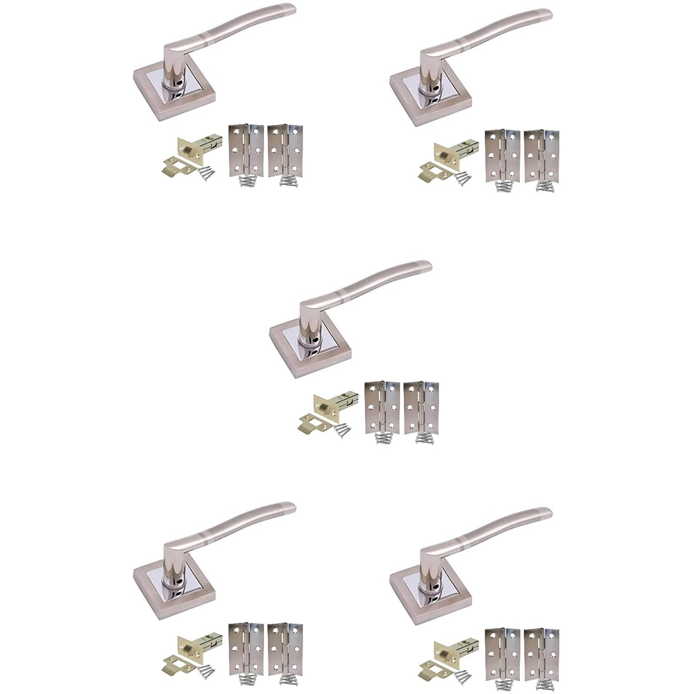 Golden Grace Duo Chrome Select Lever Door Handle Set 5 Pack Image 1