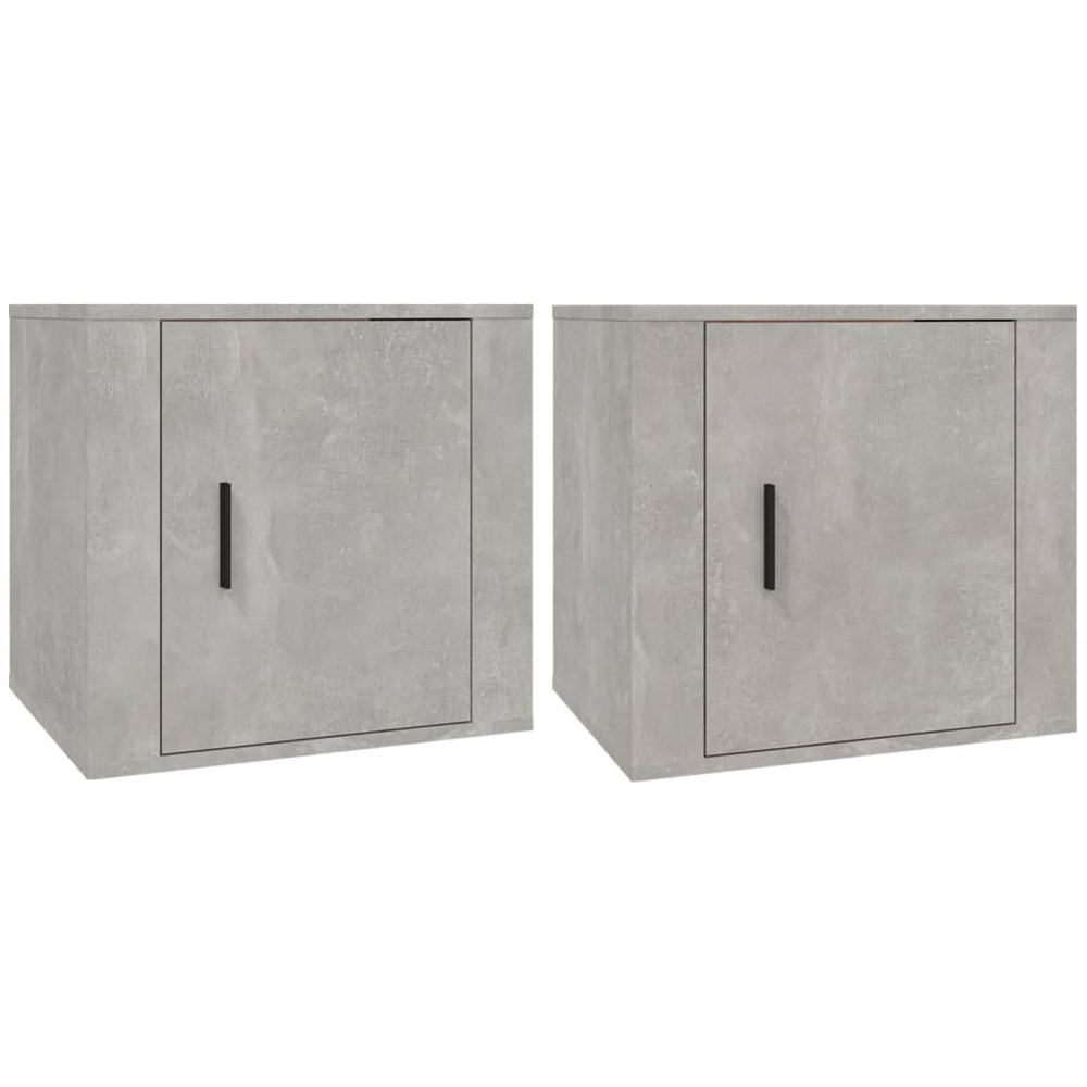 vidaXL Single Drawer Concrete Grey Bedside Table Set of 2 Image 2