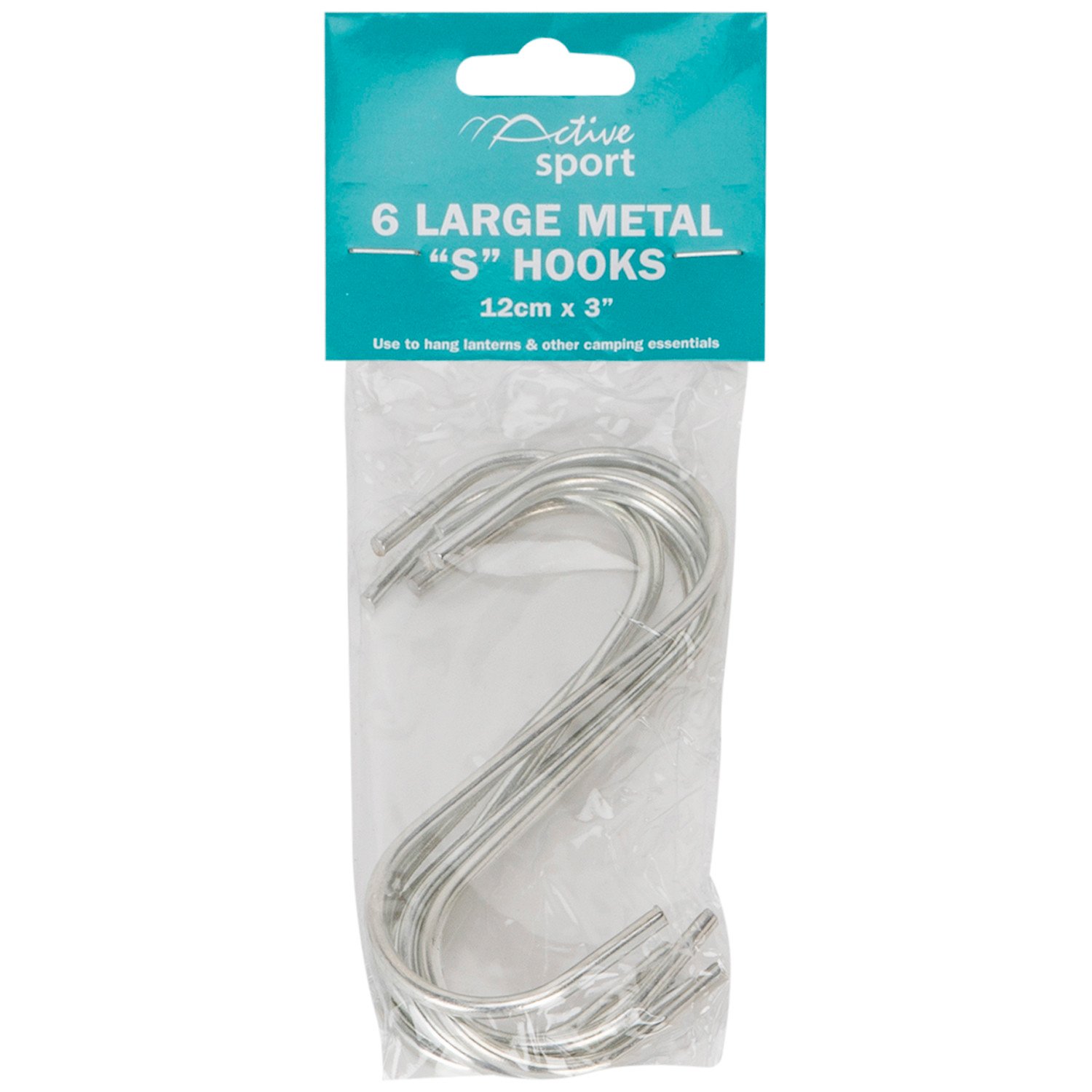Pack of 6 Active Sport Large S Hooks Silver Image
