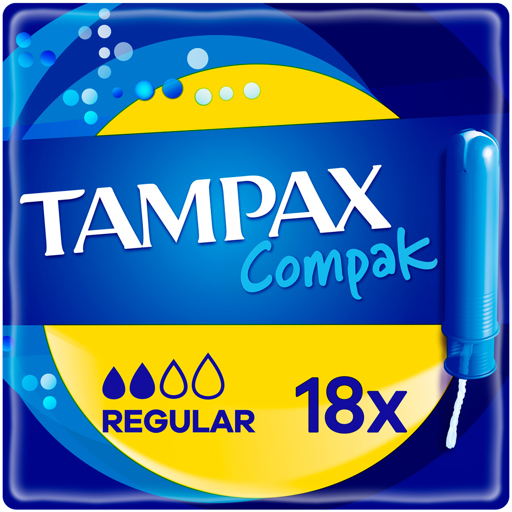 Tampax Compak Regular Tampons with Applicator 18 Pack Image 1