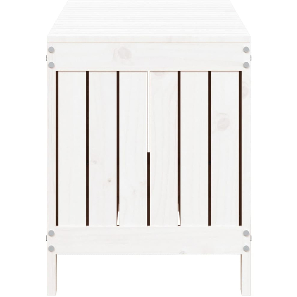 vidaXL 54 x 108 x 42.5cm White Pine Wood Garden Storage Box Image 6