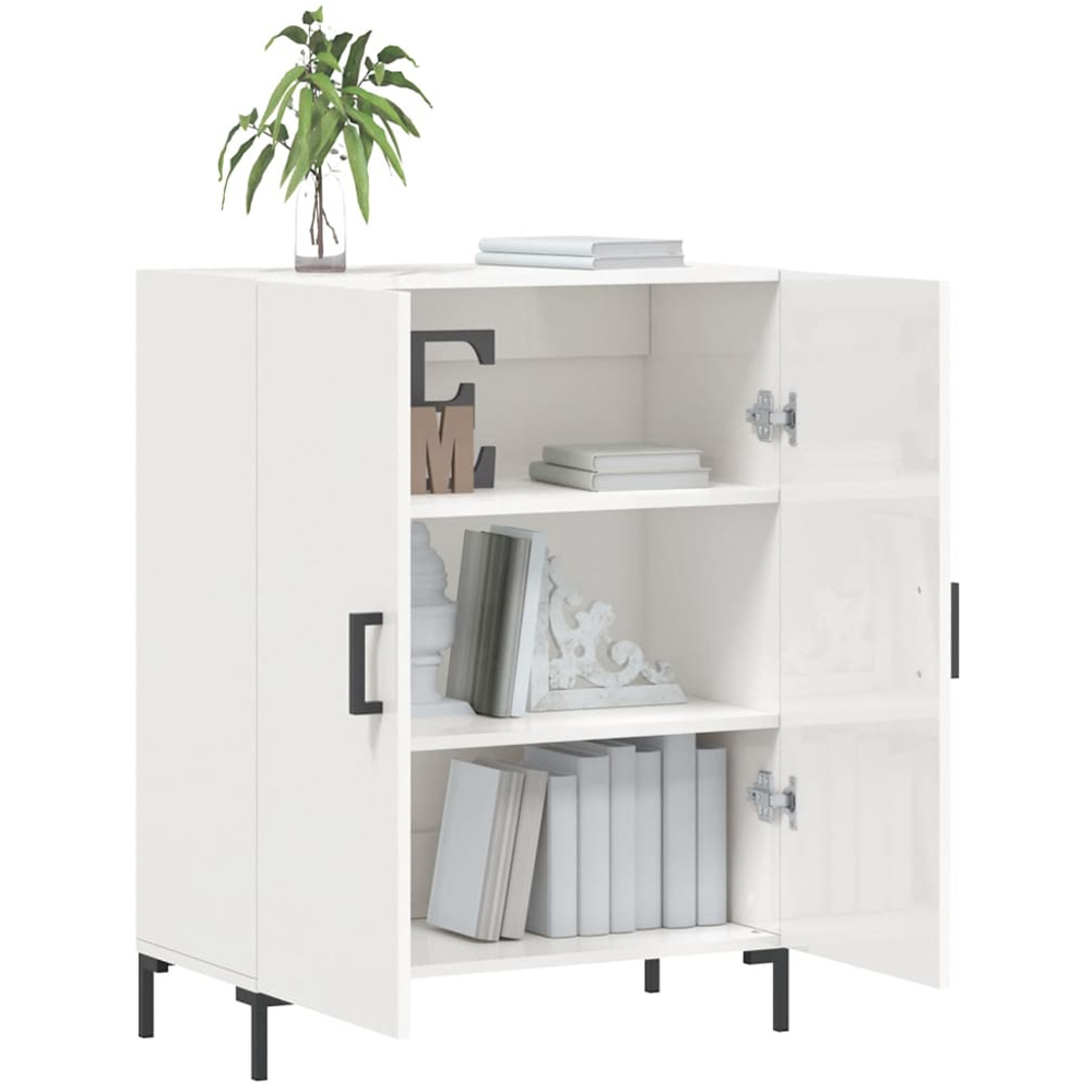 vidaXL 2 Door High Gloss White Sideboard Image 4