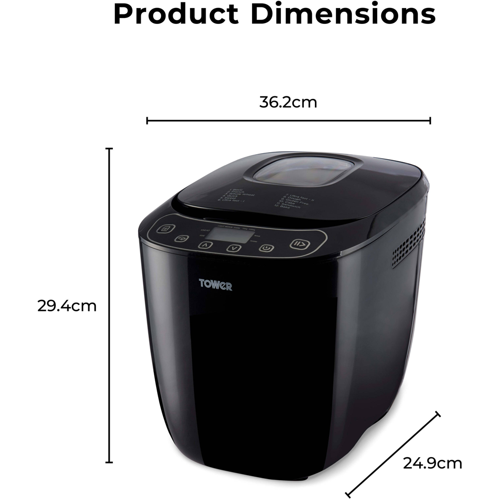 Tower T11003 Black Digital Bread Maker 550W Image 8