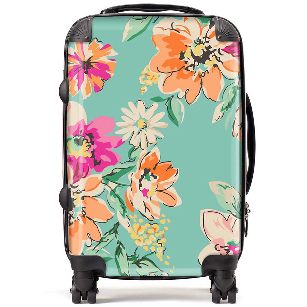 Warren Reed Designer Cabin Bright Flower Sketch Suitcase Image 1