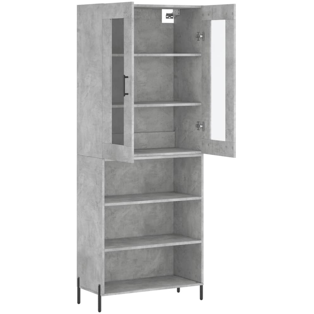vidaXL 2 Glass Door 3 Shelf Concrete Grey Highboard Image 4