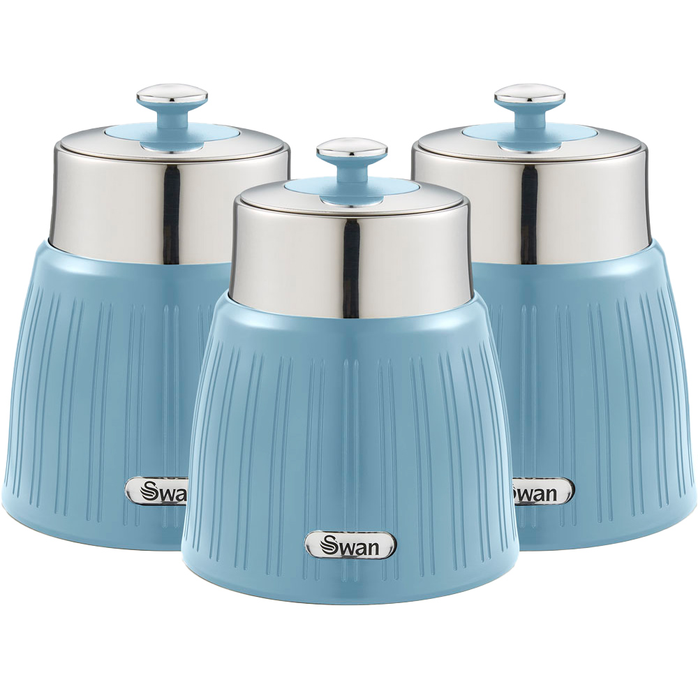 Swan Retro Blue Canisters Set 3 Piece Image 1