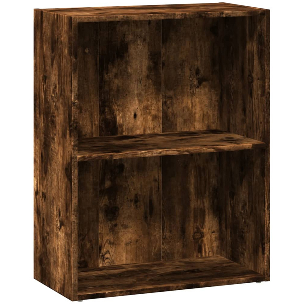 vidaXL 2 Shelf Smoked Oak Bookcase Image 2