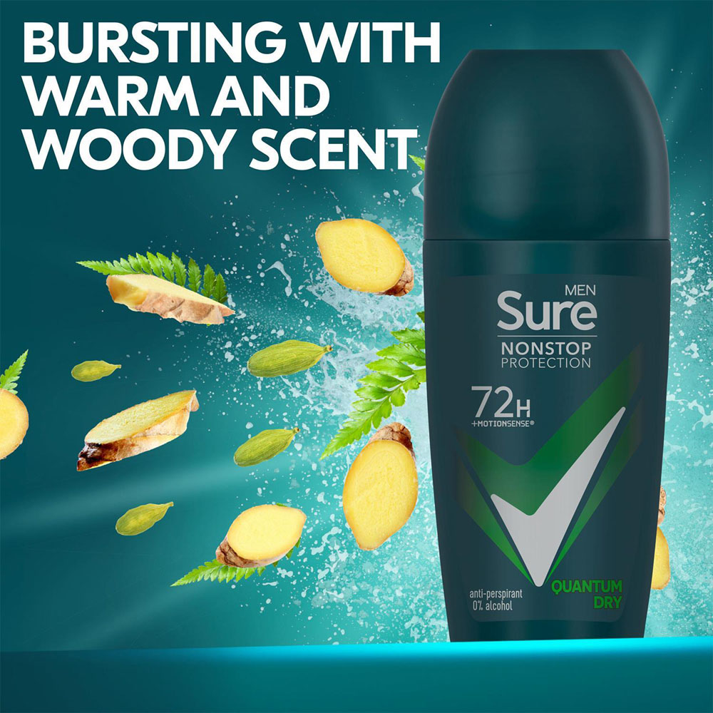 Sure Men 72H Non-Stop Protection Anti Perspirant Quantum Dry Deodorant Stick 50ml 30 Pack Image 5