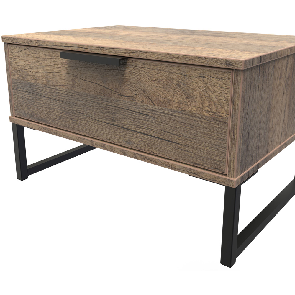 Crowndale Hong Kong Single Drawer Vintage Oak Wide Side Table Ready Assembled Image 4