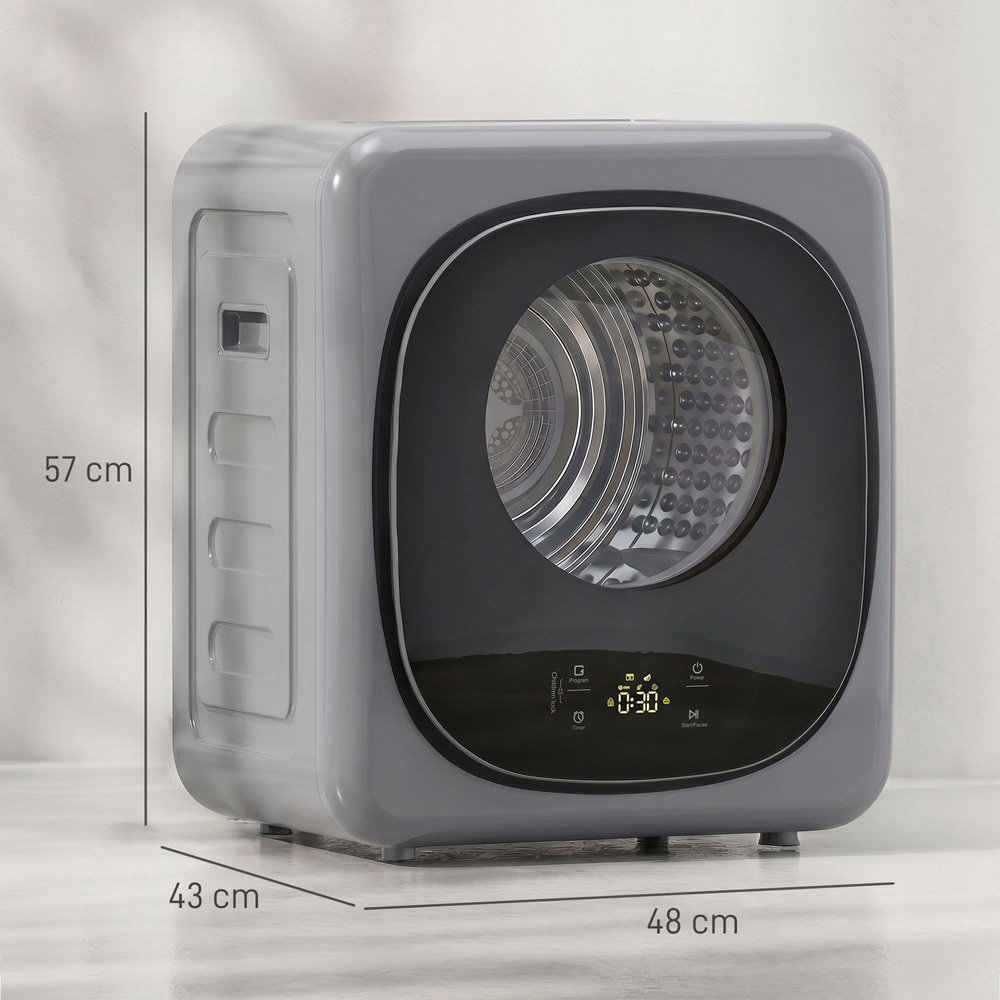HOMCOM Silver Compact Tumble Dryer with 5 Modes 4kg Image 9