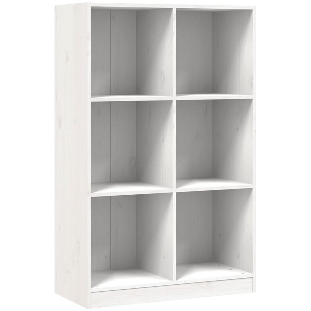 vidaXL 6 Shelf White Solid Pine Wood Record Cabinet Image 2