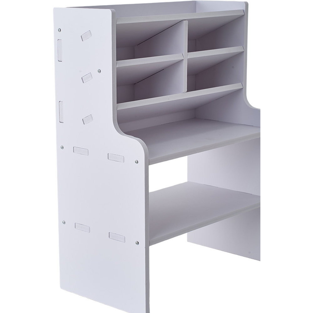 Living and Home 2 Shelf White Desktop Storage Shelf with Raised Base and Angled Compartments Image 6